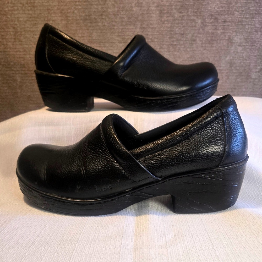 b.o.c. Born Concept Womens Black Leather Platform Clogs Mules Size 11 M